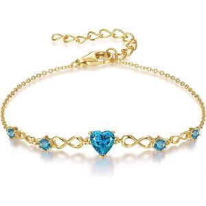 Infinity Heart 5 Birthstone Adjustable Bracelet - 18K Gold 03 Mar